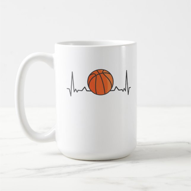 Basketball Heartbeat Sports Gifts Coffee Mug (Left)