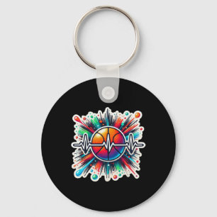 Basketball Heartbeat Sticker - Perfect For Sports Key Ring