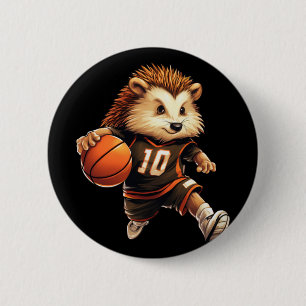 Basketball Hedgehog  6 Cm Round Badge