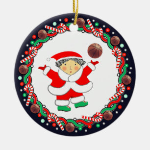 Basketball Holiday Gift Ceramic Ornament