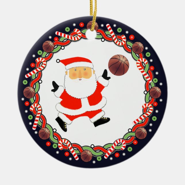 Basketball Holiday Gift Ceramic Ornament (Front)