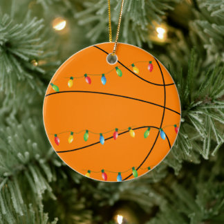 Basketball Holiday Ornament with Lights