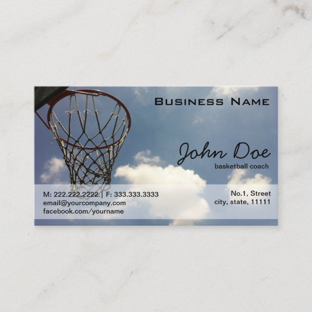 Basketball Hoop against the Blue Sky Business Card (Front)