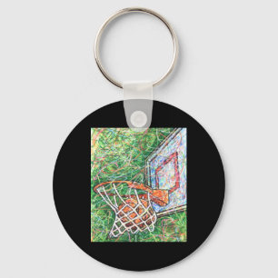 Basketball Hoop And Net Key Ring