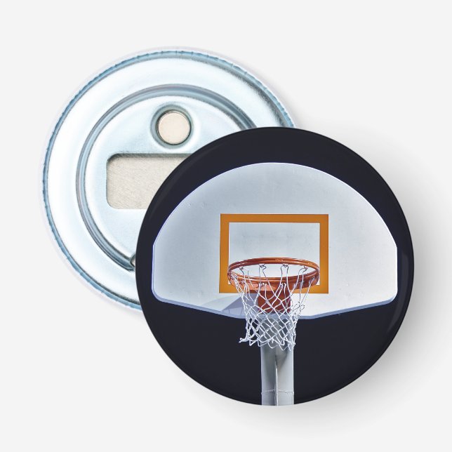 Basketball Hoop Button Bottle Opener (Front)