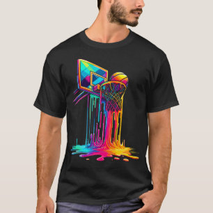 Basketball Hoop Dripping Colorful Splash Basketbal T-Shirt