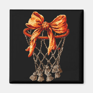 Basketball Hoop Net Coquette Bow Basketball Player Magnet