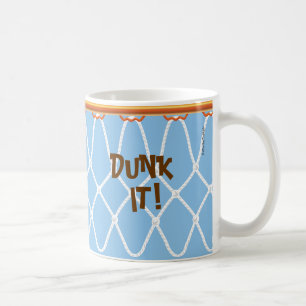Basketball Hoop Net_Dunk it!_on blue Coffee Mug