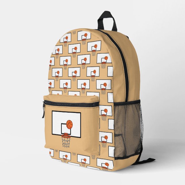 Basketball Hoop Pattern Printed Backpack (Back Corner Right)