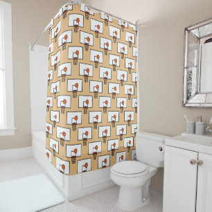 Basketball Hoop Pattern Shower Curtain