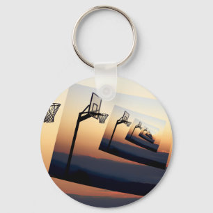 Basketball Hoop Silhouette Key Ring