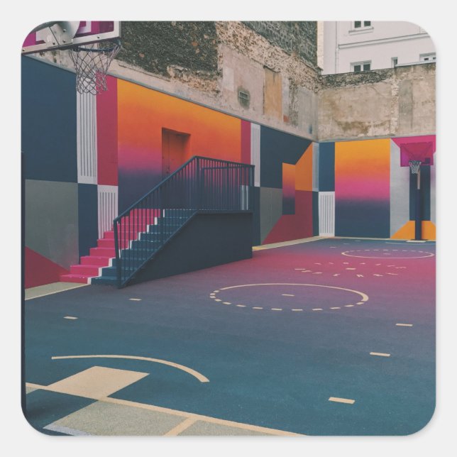 Basketball Hoop Square Sticker (Front)