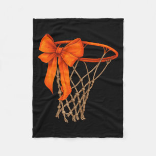 Basketball Hoop with Bow Cute Basketball Aesthetic Fleece Blanket
