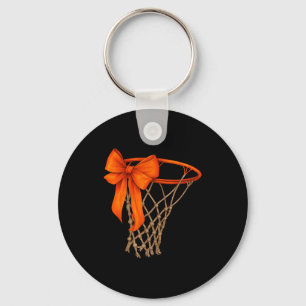 Basketball Hoop With Bow Cute Basketball Aesthetic Key Ring