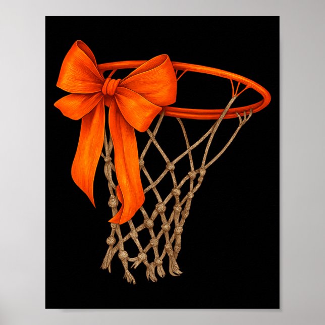 Basketball Hoop With Bow Cute Basketball Aesthetic Poster (Front)