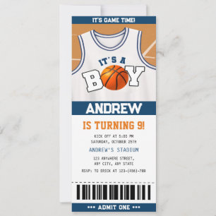 Basketball Hoopla Birthday Bash Ticket Invitations