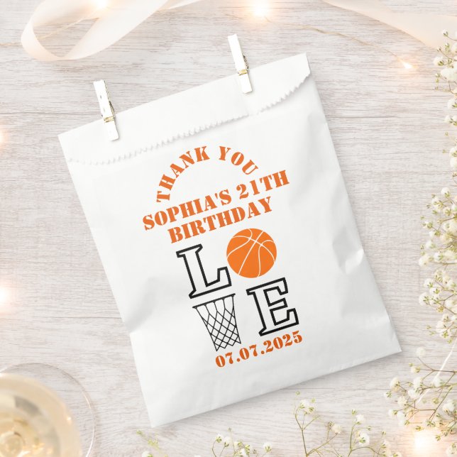 Basketball Hoops, Basketball Player Birthday Gift Favour Bag (Clipped)