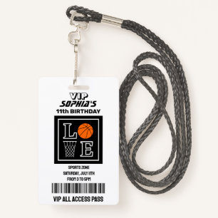Basketball Hoops, Basketball Player Birthday ID Badge
