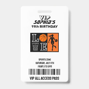 Basketball Hoops, Basketball Player Birthday ID Badge