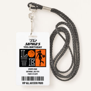 Basketball Hoops, Basketball Player Birthday ID Badge