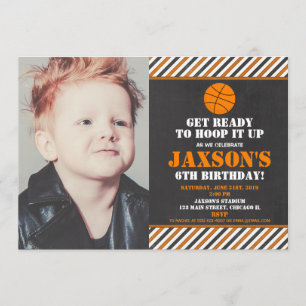 Basketball hoops birthday party boy photo invitation