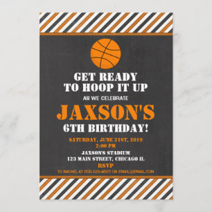 Basketball hoops birthday party invitation boy