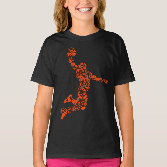 Basketball Hoops Symbol Slam The Ball Girl's  T-Shirt (Front)