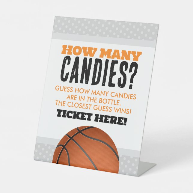 Basketball How Many Candies Game Pedestal Sign (Front)