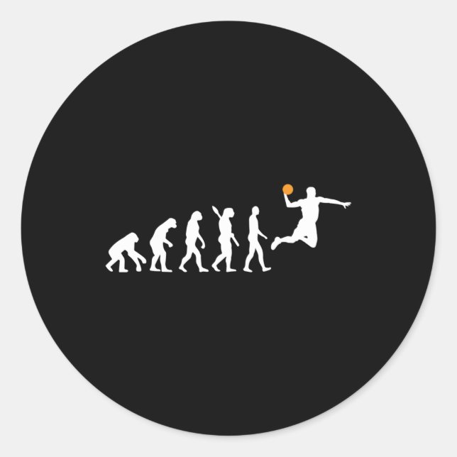 Basketball - Human Evolution Darwin  Classic Round Sticker (Front)