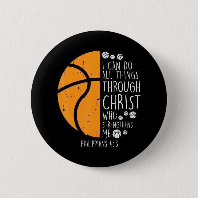 Basketball I Can Do Things Bible Verse God Jesus 6 Cm Round Badge (Front)
