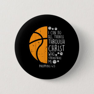 Basketball i can do things Bible Verse God Jesus G 6 Cm Round Badge