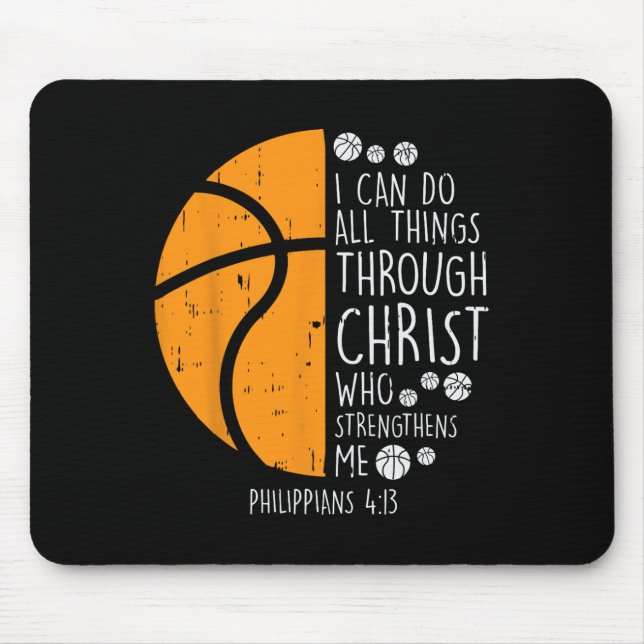 Basketball i can do things Bible Verse God Jesus G Mouse Pad (Front)