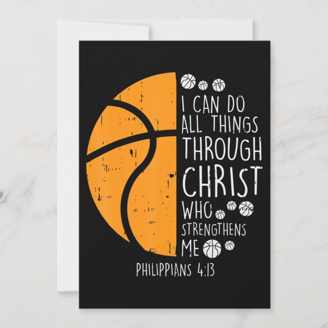 Basketball I Can Do Things Bible Verse God Jesus Invitation (Front)