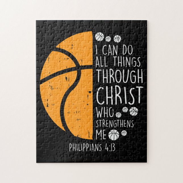 Basketball I Can Do Things Bible Verse God Jesus Jigsaw Puzzle (Vertical)