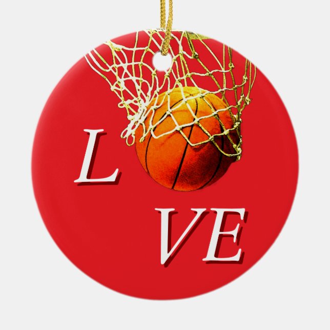 Basketball I Love Ceramic Ornament (Front)