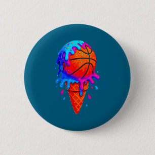 Basketball Ice Cream Cone Design 6 Cm Round Badge