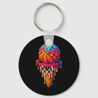 Basketball Ice Cream Drip For Boys Girls Youth Bas Key Ring
