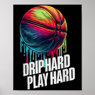 Basketball Ice Cream Drip For Boys Girls Youth Bas Poster