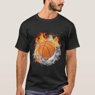 Basketball Ice Splash Fire Flame Cool Sport Player T-Shirt