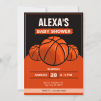 Basketball iconic black orange baby shower