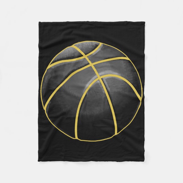 Basketball Illustration Black Gold Ball Design Str Fleece Blanket (Front)
