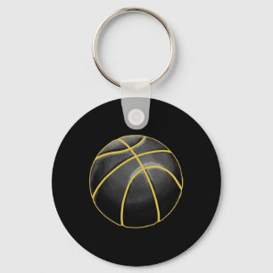 Basketball Illustration Black Gold Ball Design Str Key Ring