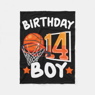Basketball Im 14 Years Old 14th Birthday Boy Decor Fleece Blanket