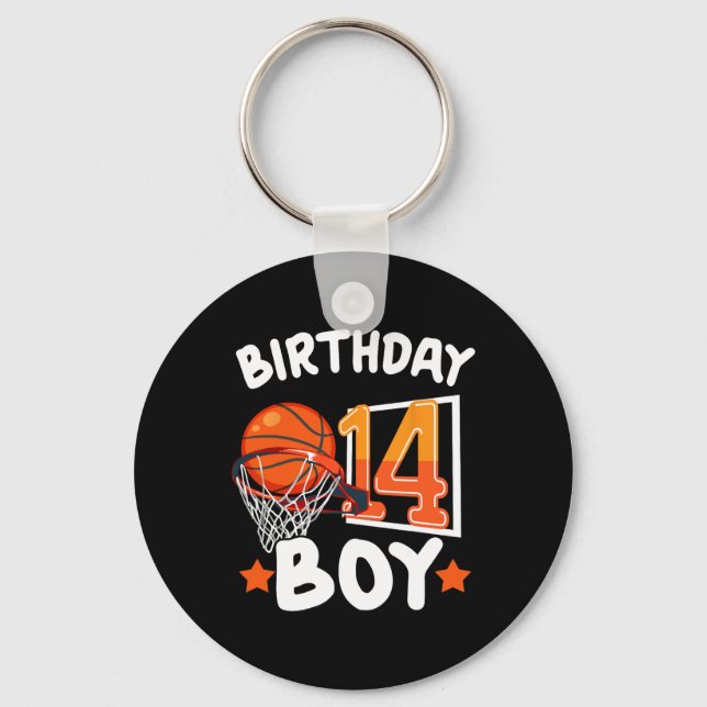 Basketball Im 14 Years Old 14th Birthday Boy Decor Key Ring (Front)