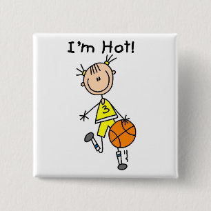 Basketball I'm Hot T-shirts and Gifts 15 Cm Square Badge