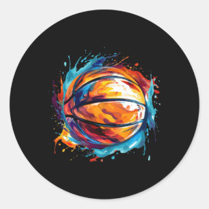 Basketball In Art Design 1  Classic Round Sticker