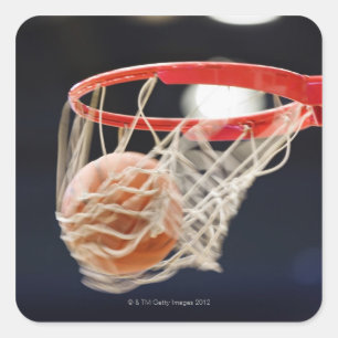 Basketball in basket. square sticker