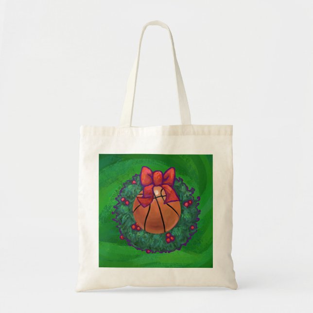 Basketball in Christmas Wreath Tote Bag (Front)