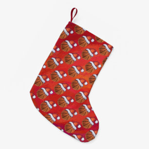 Basketball in Santa Hat Pattern Small Christmas Stocking