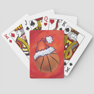 Basketball in Santa Hat Playing Cards